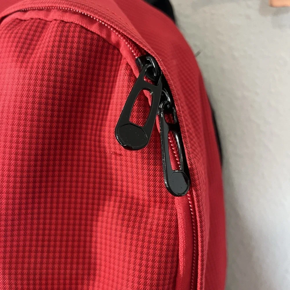 Leftfield Korean Streetwear Red Canvas Backpack Laptop Bag Pockets School Uni